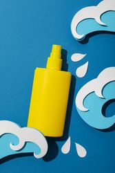 Sunscreen on the waves, summer vacation concept.
