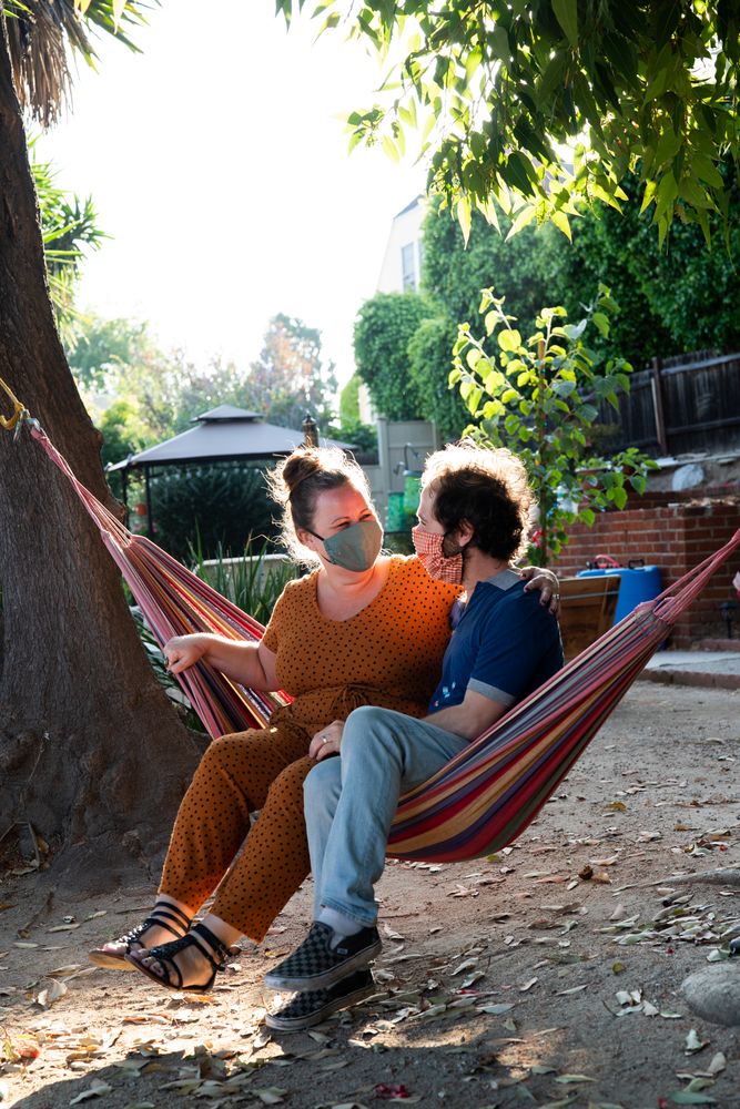 Happy couple in a hammock