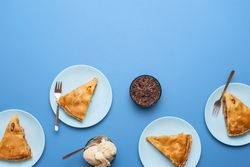 Apple pie slices on plates