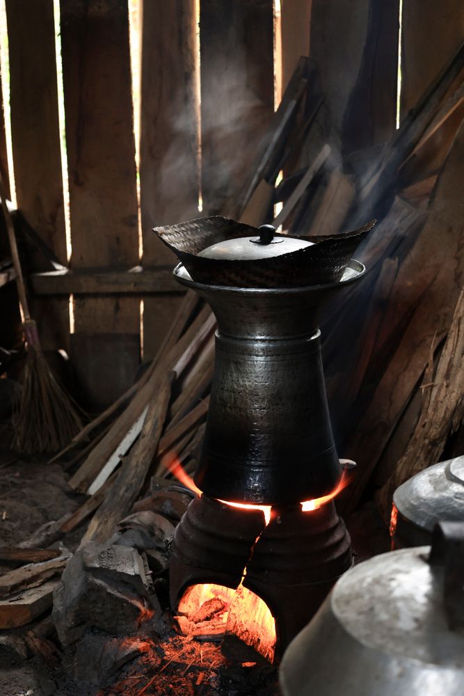 Steam Rice in Indonesian Traditional Kitchen
