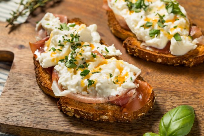 Healthy Homemade Burrata Prosciutto Toast