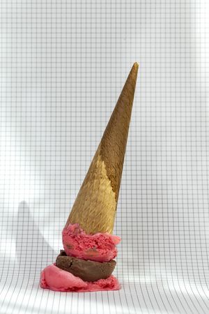 Ice cream cone dropped on graph paper