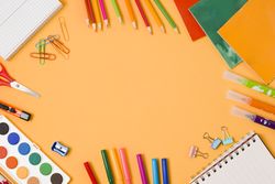 Arrangement of school supplies frame