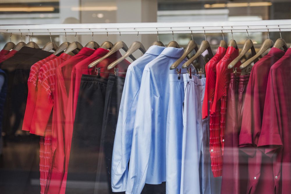 Clothes rack of pajamas in fashion store