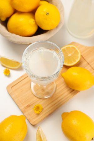 Concept of tasty drink, Limoncello, Italian lemon liqueur