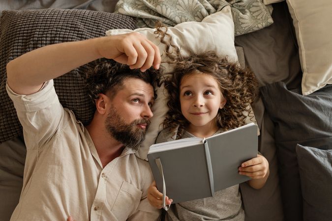 Dad and daughter at home