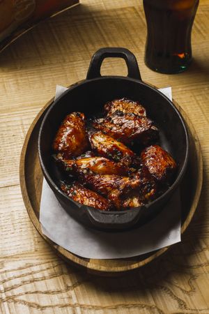 Roasted meat in cast-iron pan