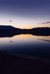 Sunset on the mountain lake