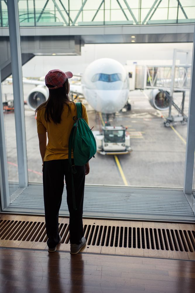 Woman waiting at airport