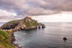 Panoramic view of beautiful bay and cloudy sky