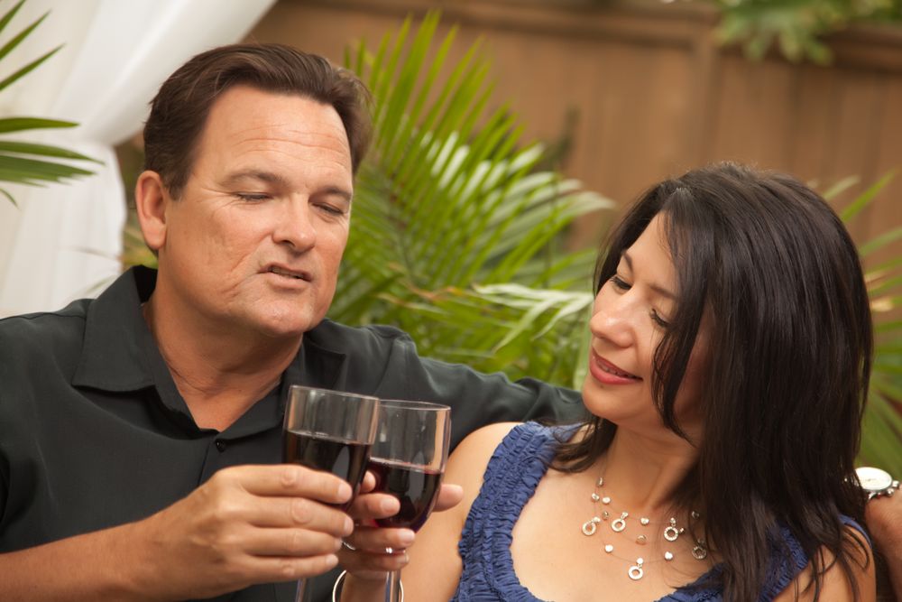 Couple Drinking Wine On Date