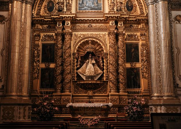 Shrine with Madonna and child in Oaxacan chapel