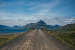 Rural bridge leading to a mountain