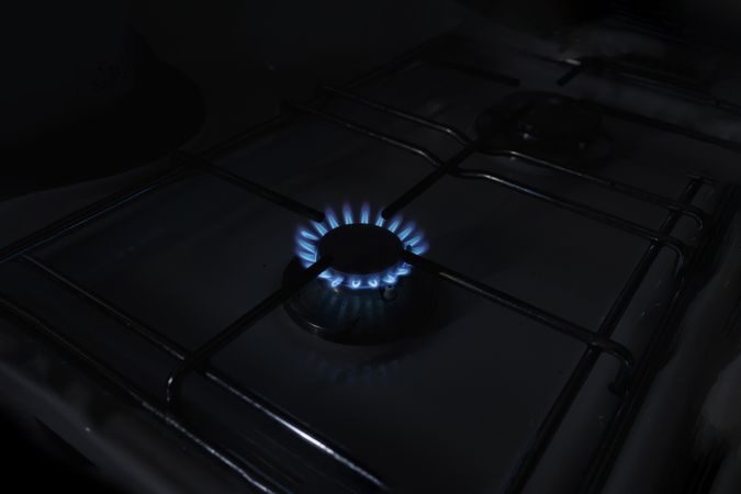 Blue flame on a gas range