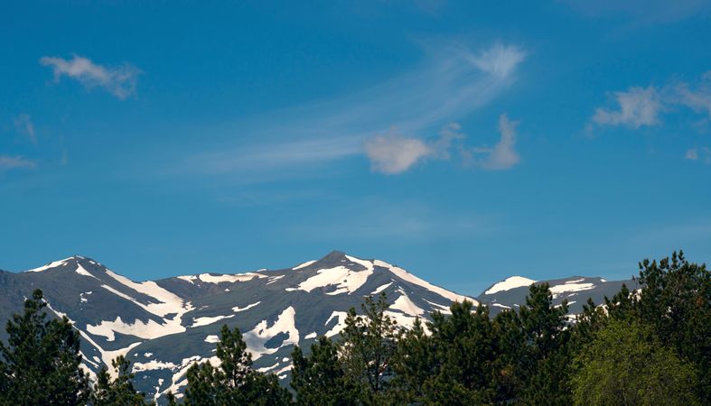 Snowy mountain peaks