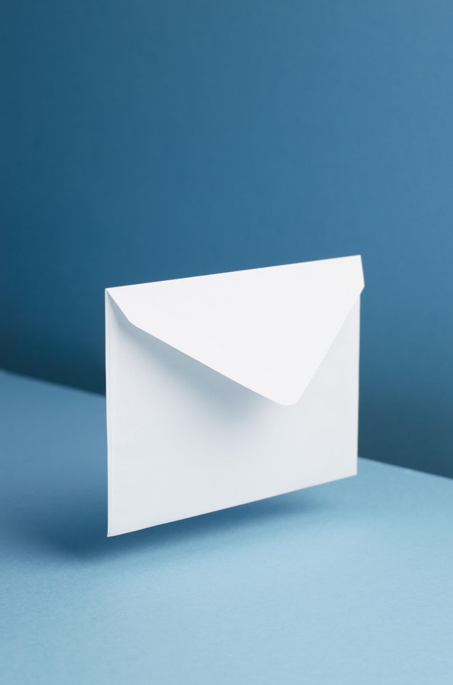 Light envelope over blue background