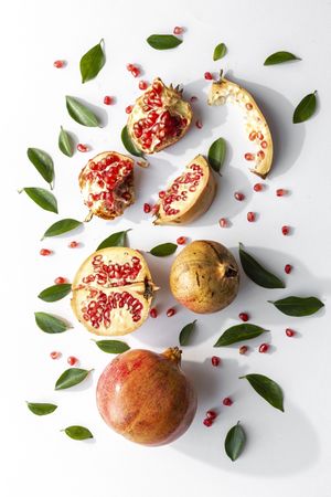 fresh seasonal pomegranate from above
