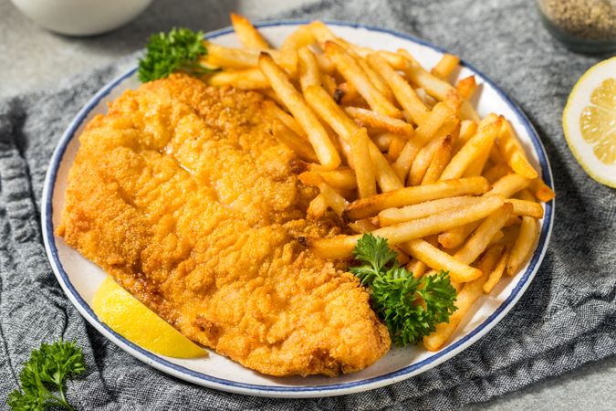 Homemade Deep Fried Catfish with French Fries