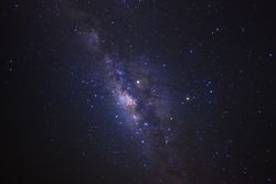 milky way galaxy and space dust in the universe, Long exposure photograph, with grain.