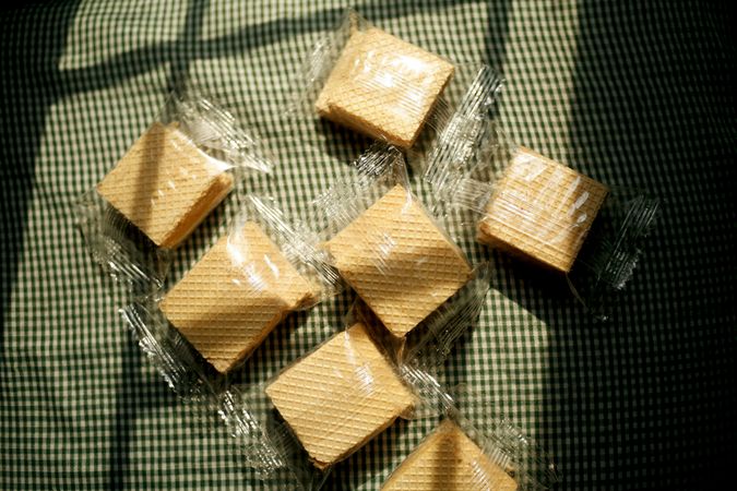 Packaged wafers in the sunlight