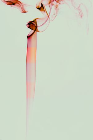Swirls of bright red fume