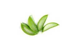 Aloe vera slices isolated on blank background. Herbal medicine
