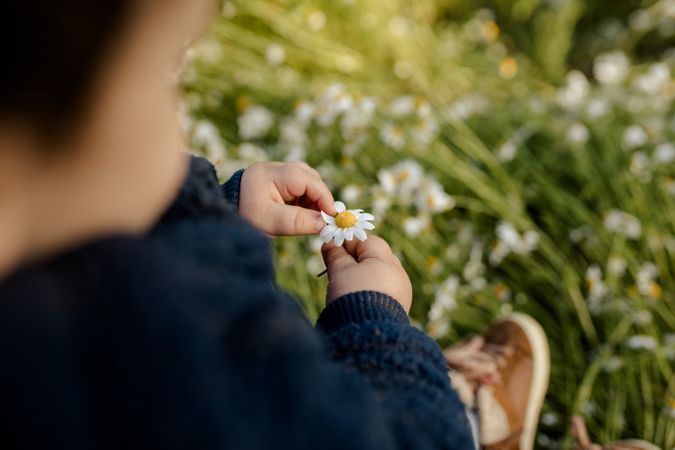 Toddler with a flower