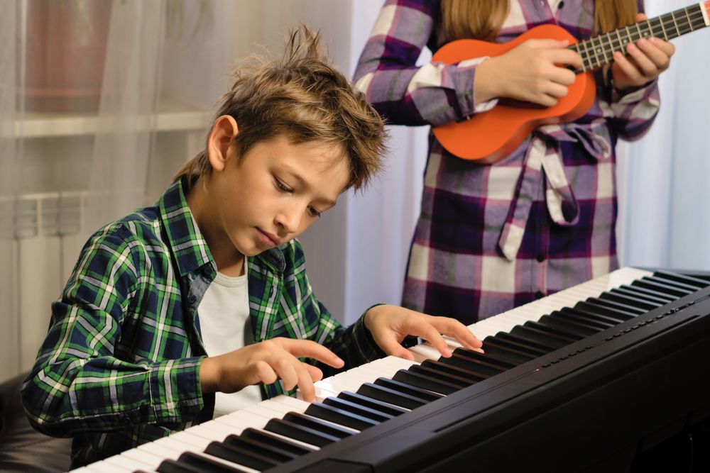 Siblings' Music Practice Session