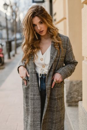 Woman standing on street