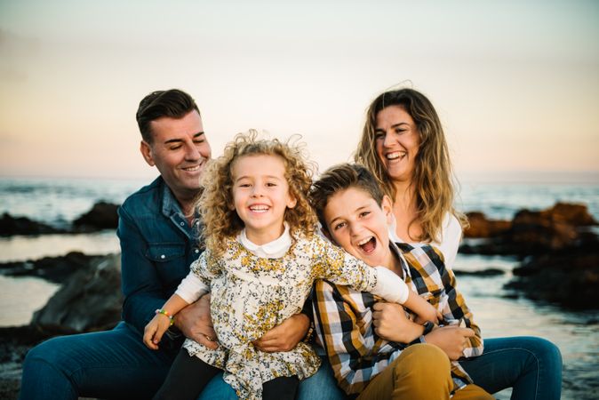 Happy family at beach