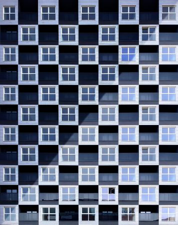 Checkered building with closed windows