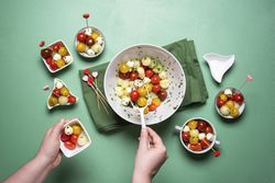 Serving a caprese salad
