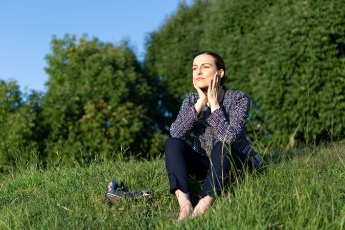Female manager resting in park