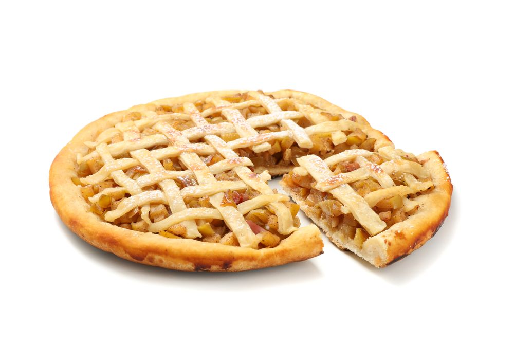 Tasty apple pie isolated on blank background. Homemade food
