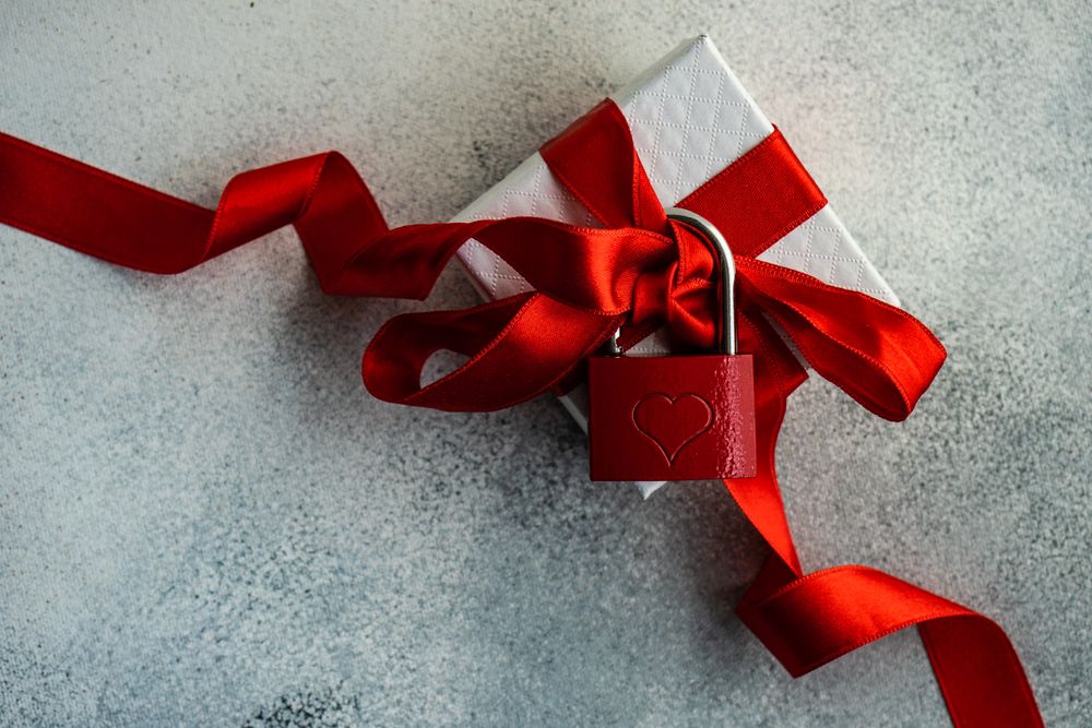 Valentine's day gift box with red lock