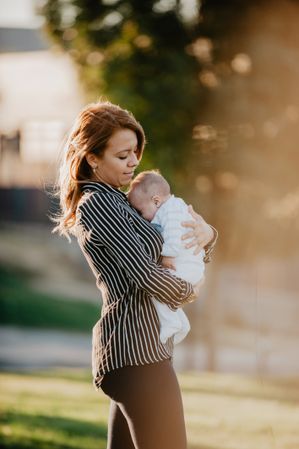 young mother and his baby with down syndrome