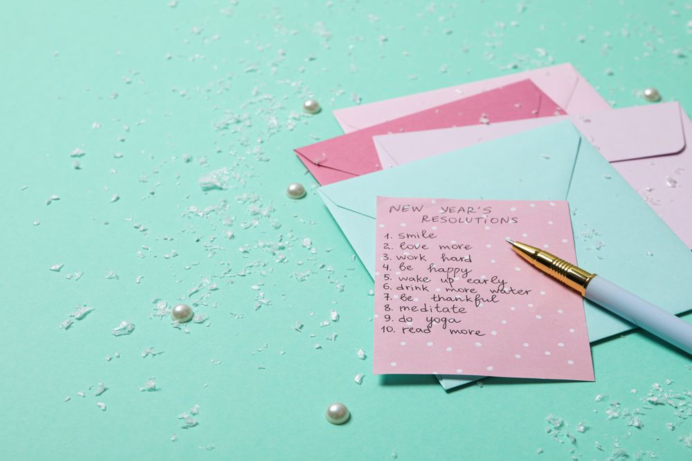 Concept of New Year Resolutions list, new year goals, space for text