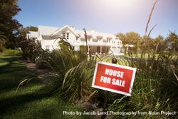For sale sign in front of the house by real estate agency bDNyy5