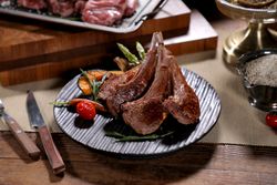 Lamb Shoulder Rack Steak on a plate