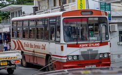 Red bus on the island of Mauritius