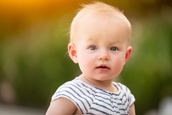 Adorable Infant Girl Child Portrait Outdoors
