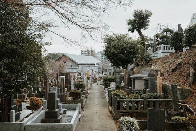 Japanese cemetery at daytime