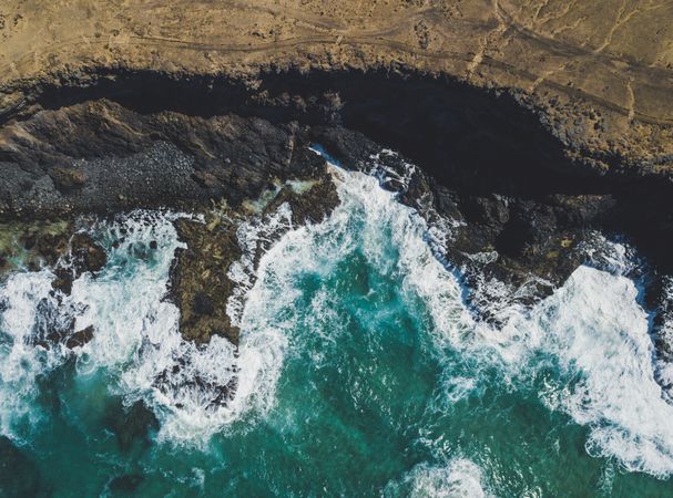 Amazing shoreline of ocean from drone