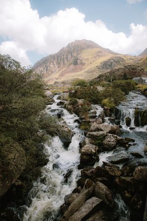 Picturesque waterfall in mountains