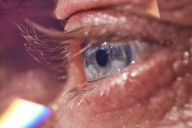 Closeup on eye of crop person