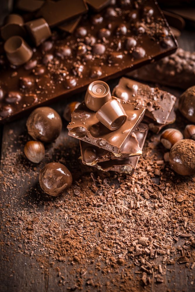 Variety of chocolates on table