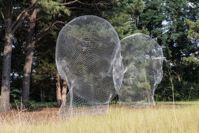 Jaume Plensa's "Awilda & Irma" mother-and-daughter sculptures, Raleigh, North Carolina
