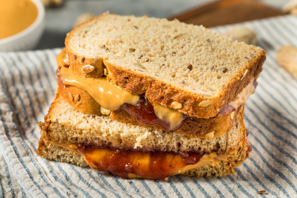 Homemade Peanut Butter and Jelly Sandwich