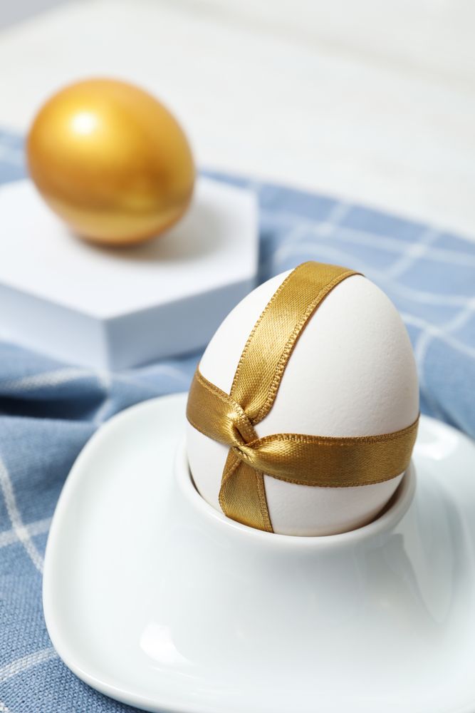 Pension rewards, returns and investment funding concepts, golden egg