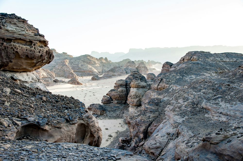 Rugged Coastal Rock Formation and Blue Sea
